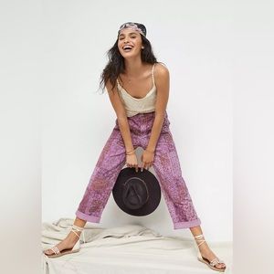 Anthropologie Pilcro The Roamer Pant Pink Purple Patchwork Print - Size 28